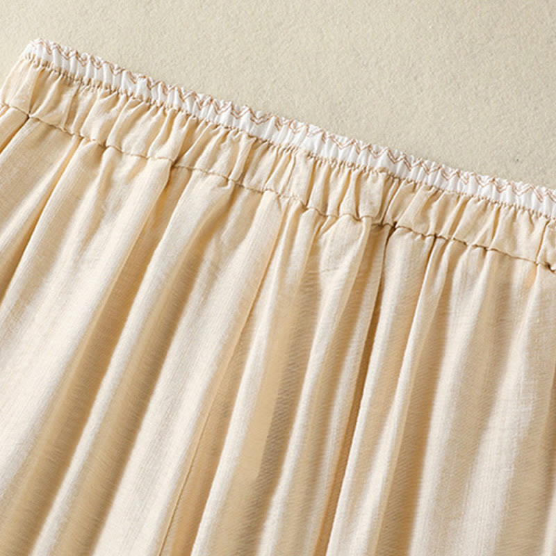 Buddha Stonesヴィンテージ カジュアル ピュアカラー ドローストリング アンクル丈 レディース コットンリネン パンツ ポケット付き - image 13