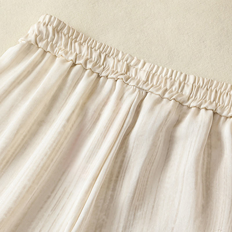 Buddha Stonesの芸術的なカジュアルな縦線模様のドローストリングアンクル丈レディースパンツ（ポケット付き） - image 5