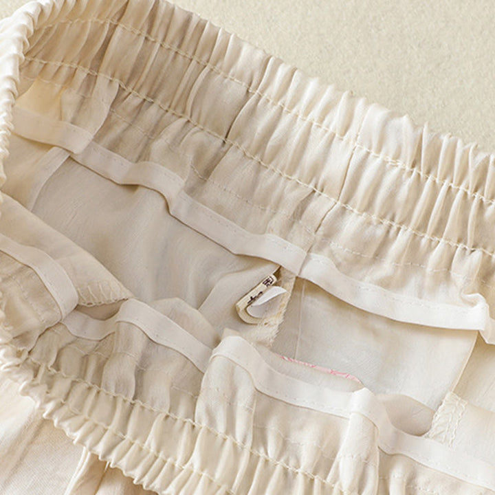 Buddha Stonesの芸術的なカジュアルな縦線模様のドローストリングアンクル丈レディースパンツ（ポケット付き） - image 6