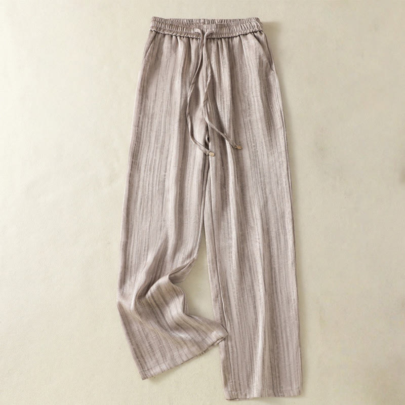 Buddha Stonesの芸術的なカジュアルな縦線模様のドローストリングアンクル丈レディースパンツ（ポケット付き） - ロージーブラウン - US8-10，UK/AU12-14，EU40-42 (2XL) - image 17