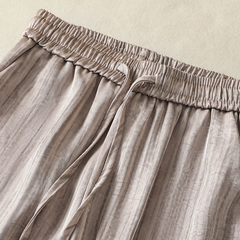 Buddha Stonesの芸術的なカジュアルな縦線模様のドローストリングアンクル丈レディースパンツ（ポケット付き） - image 19