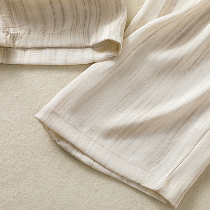 Buddha Stonesの芸術的なカジュアルな縦線模様のドローストリングアンクル丈レディースパンツ（ポケット付き） - image 8