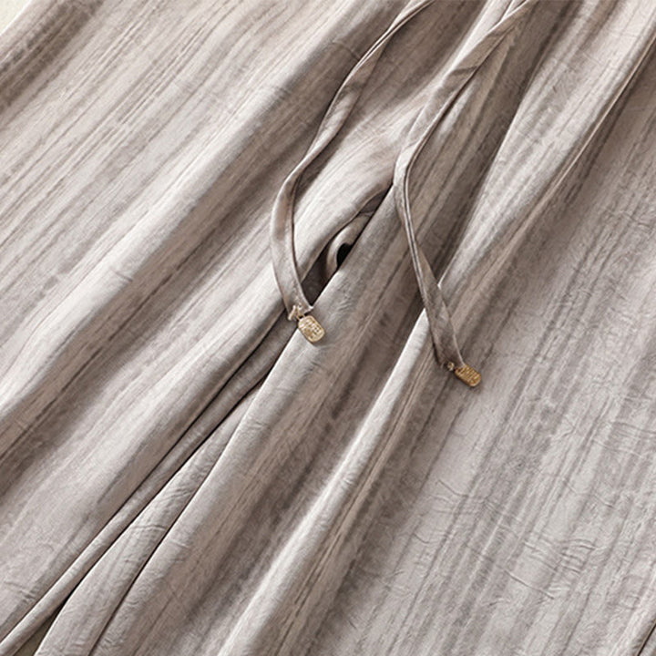 Buddha Stonesの芸術的なカジュアルな縦線模様のドローストリングアンクル丈レディースパンツ（ポケット付き） - image 21