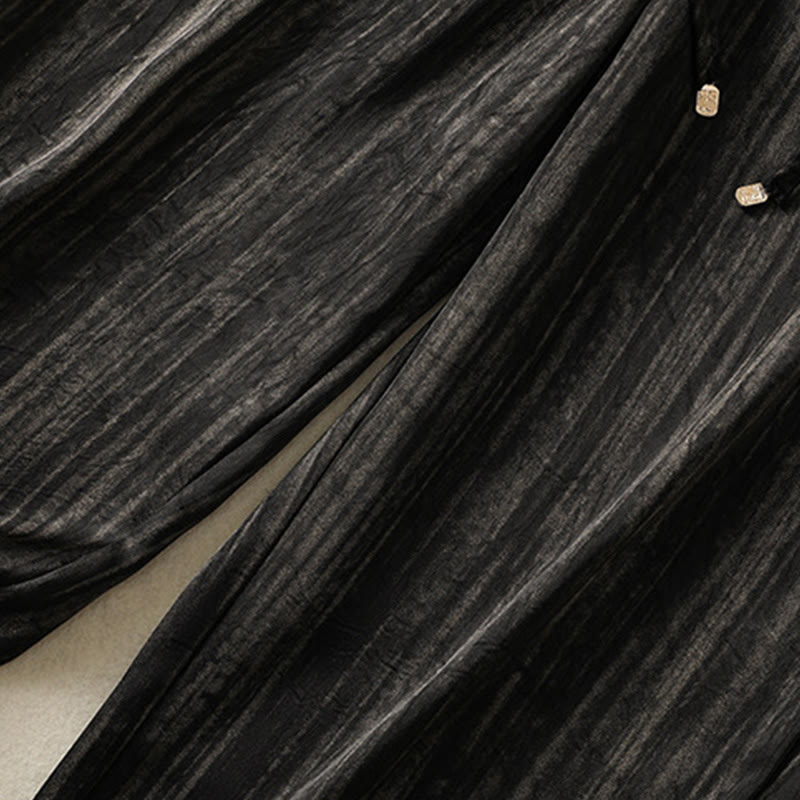 Buddha Stonesの芸術的なカジュアルな縦線模様のドローストリングアンクル丈レディースパンツ（ポケット付き） - image 14