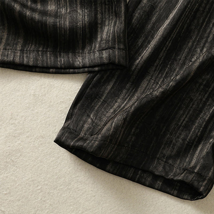 Buddha Stonesの芸術的なカジュアルな縦線模様のドローストリングアンクル丈レディースパンツ（ポケット付き） - image 15