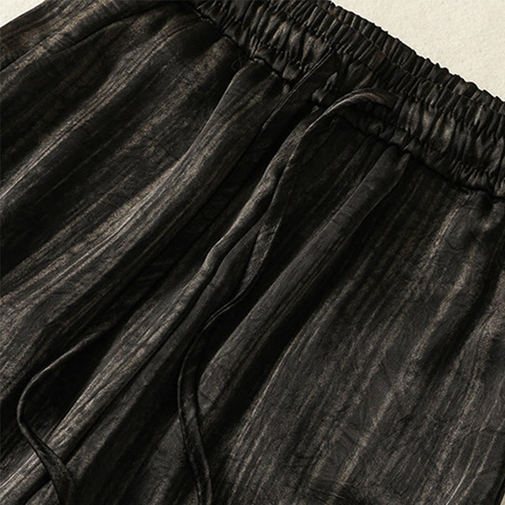 Buddha Stonesの芸術的なカジュアルな縦線模様のドローストリングアンクル丈レディースパンツ（ポケット付き） - image 12