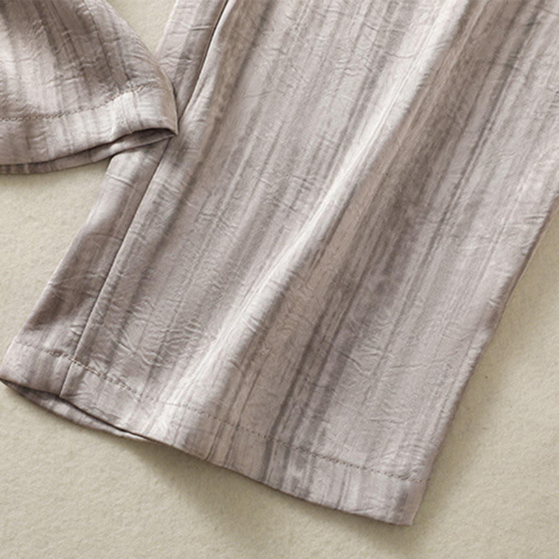 Buddha Stonesの芸術的なカジュアルな縦線模様のドローストリングアンクル丈レディースパンツ（ポケット付き） - image 22