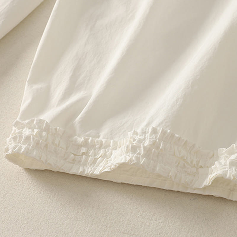 Buddha Stonesカジュアル フリル裾 パッチワークデザイン ドローストリング アンクル丈 レディース コットンパンツ ポケット付き - image 11