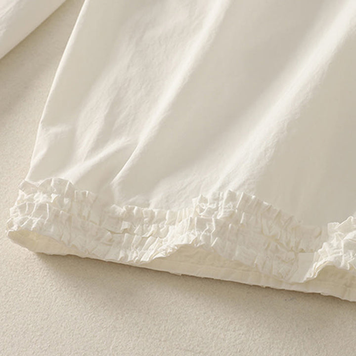 Buddha Stonesカジュアル フリル裾 パッチワークデザイン ドローストリング アンクル丈 レディース コットンパンツ ポケット付き - image 11