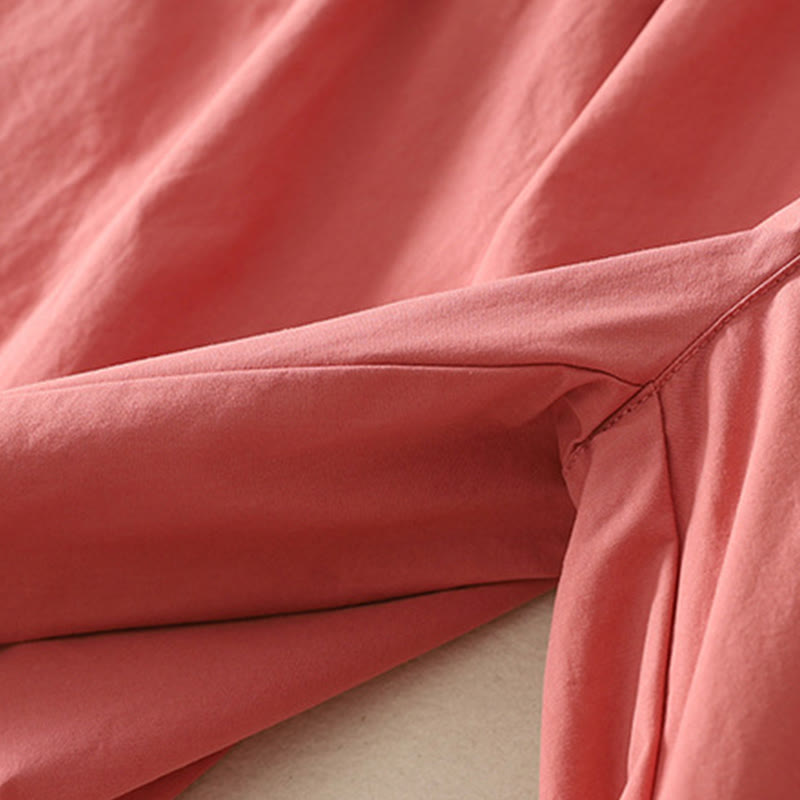 Buddha Stonesカジュアル フリル裾 パッチワークデザイン ドローストリング アンクル丈 レディース コットンパンツ ポケット付き - image 3