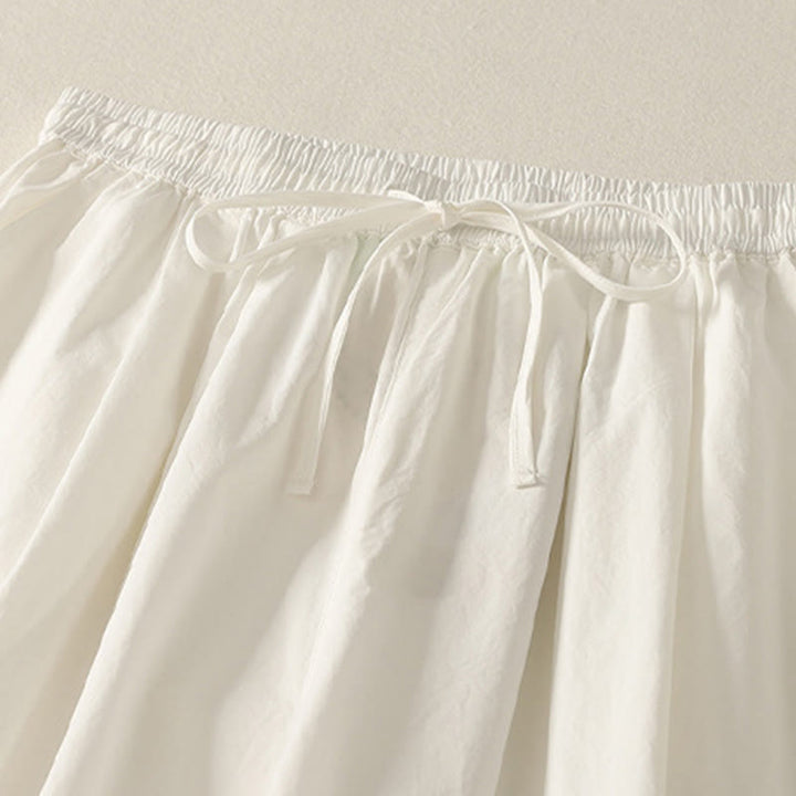 Buddha Stonesカジュアル フリル裾 パッチワークデザイン ドローストリング アンクル丈 レディース コットンパンツ ポケット付き - image 8