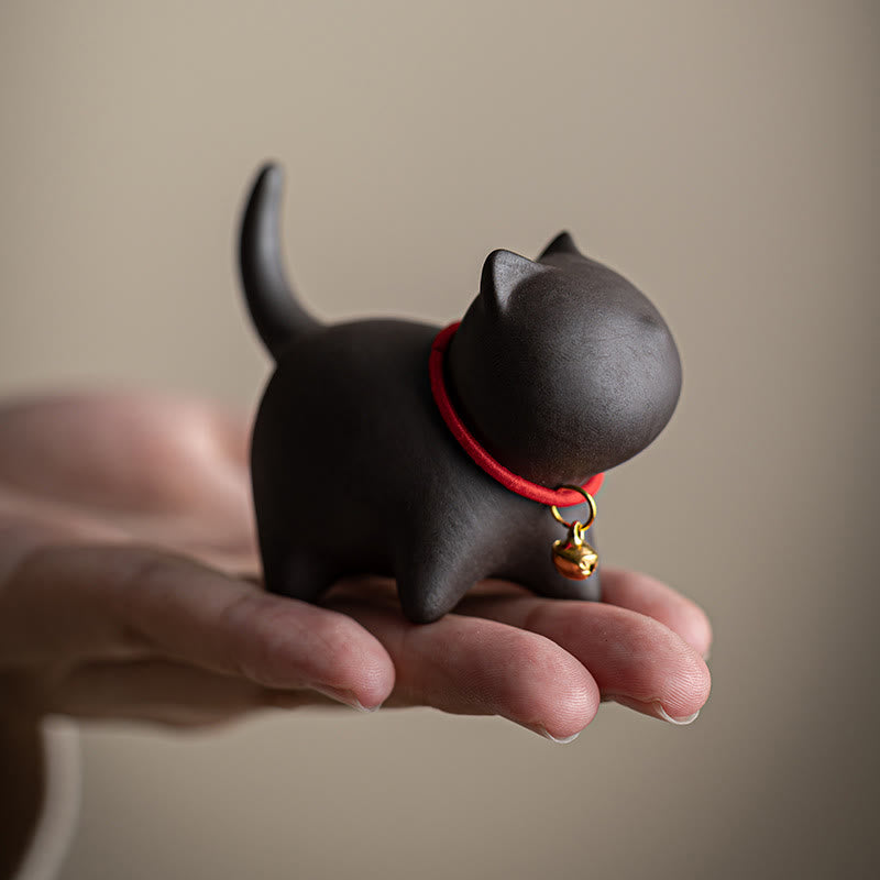 Buddha Stonesミニラブリーレッドロープベルキャットティーペットパープル粘土置物デスクデコレーション - image 10