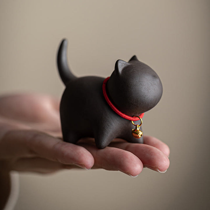 Buddha Stonesミニラブリーレッドロープベルキャットティーペットパープル粘土置物デスクデコレーション - image 10