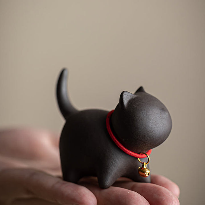 Buddha Stonesミニラブリーレッドロープベルキャットティーペットパープル粘土置物デスクデコレーション - image 11