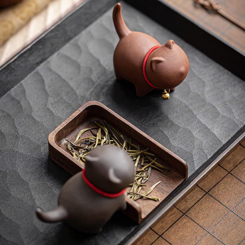 Buddha Stonesミニラブリーレッドロープベルキャットティーペットパープル粘土置物デスクデコレーション - image 12