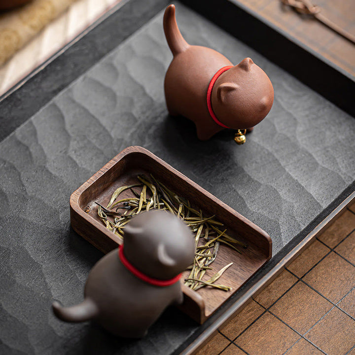 Buddha Stonesミニラブリーレッドロープベルキャットティーペットパープル粘土置物デスクデコレーション - image 12