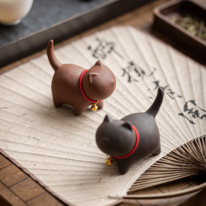 Buddha Stonesミニラブリーレッドロープベルキャットティーペットパープル粘土置物デスクデコレーション - image 1