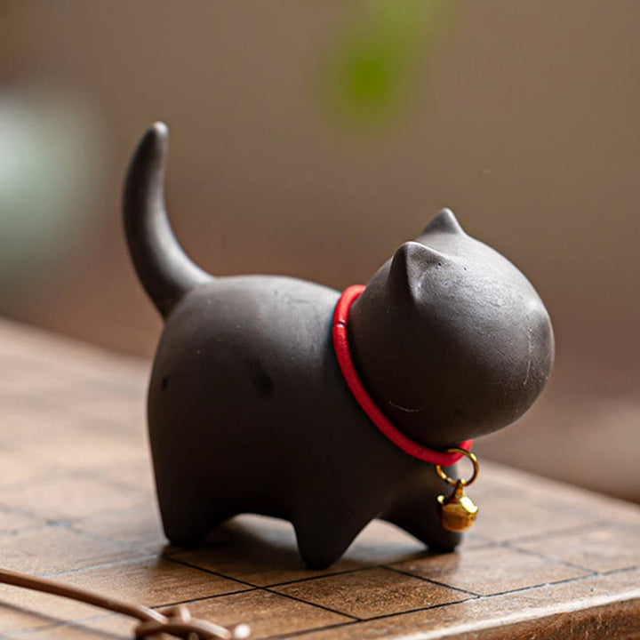Buddha Stonesミニラブリーレッドロープベルキャットティーペットパープル粘土置物デスクデコレーション - image 9