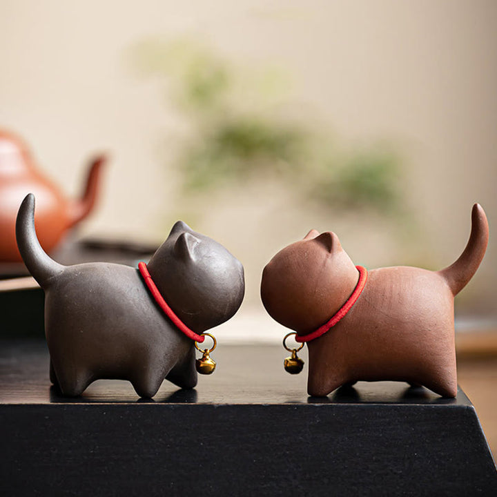 Buddha Stonesミニラブリーレッドロープベルキャットティーペットパープル粘土置物デスクデコレーション - image 12