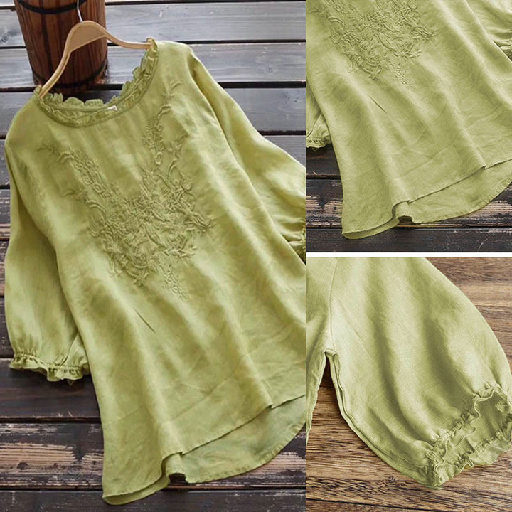 Buddha Stonesレディース フラワー刺繍デザイン クルーネック Tシャツ - image 12