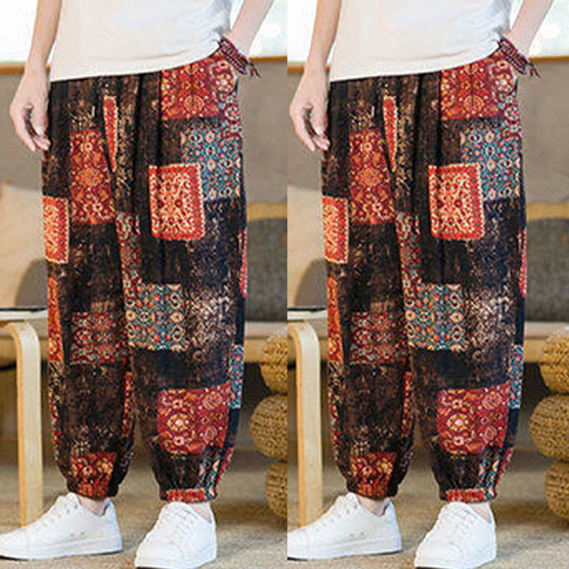 Buddha Stonesサマースクエアパッチワーク メンズ アンクル丈ハーレムパンツ（ポケット付き） - image 8