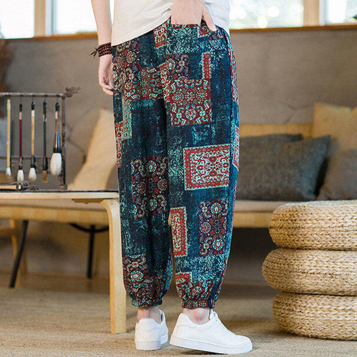 Buddha Stonesサマースクエアパッチワーク メンズ アンクル丈ハーレムパンツ（ポケット付き） - image 35