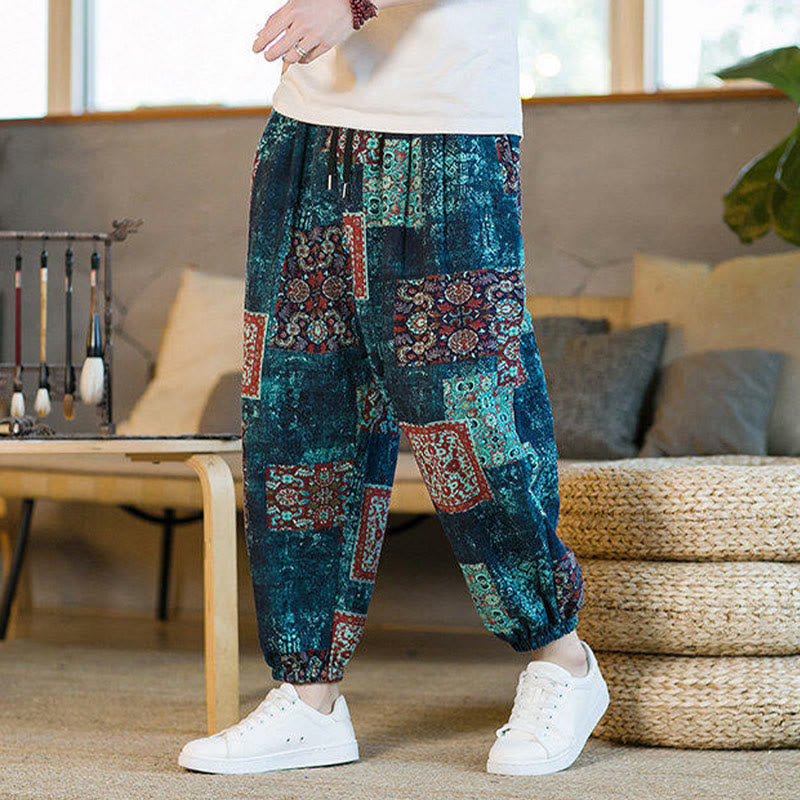Buddha Stonesサマースクエアパッチワーク メンズ アンクル丈ハーレムパンツ（ポケット付き） - image 33
