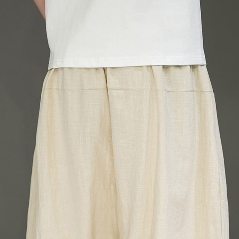 Buddha Stonesカジュアル ドローストリング コットンリネン メンズ カプリ ハーレムパンツ ポケット付き - image 8