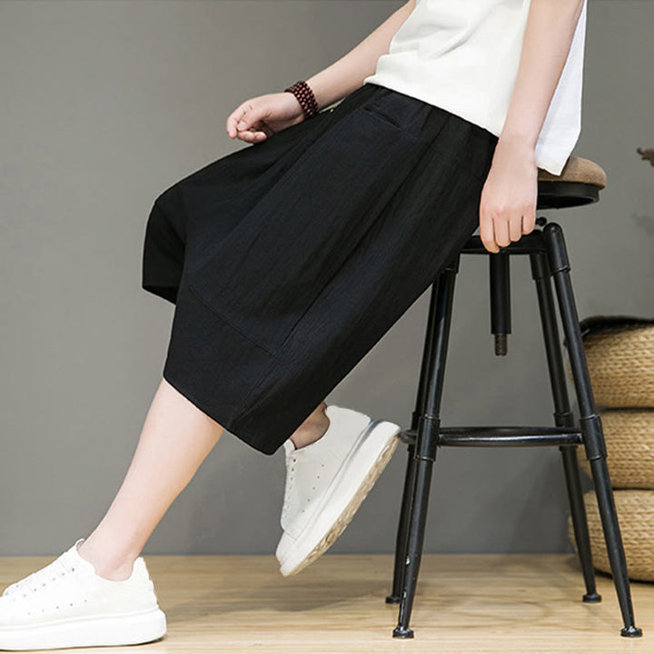 Buddha Stonesカジュアル ドローストリング コットンリネン メンズ カプリ ハーレムパンツ ポケット付き - image 19