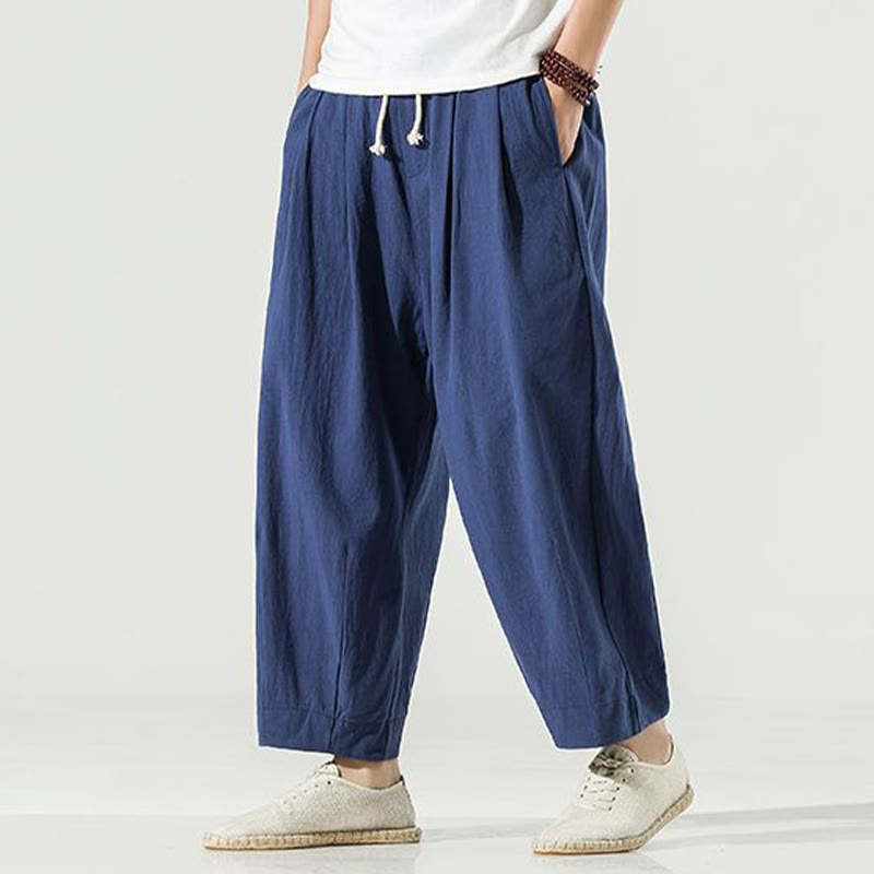 Buddha Stones無地 メンズ アンクル丈 ハーレムパンツ ポケット付き - スティールブルー - US/UK/AU46、 EU56 (5XL) - image 0
