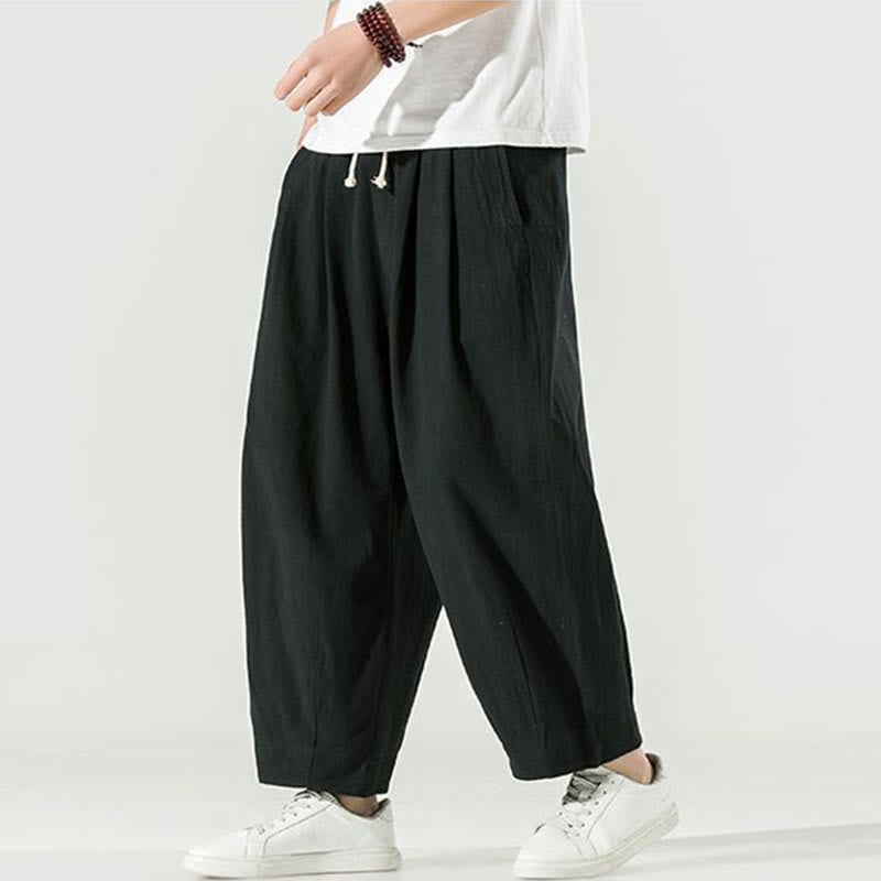 Buddha Stones無地 メンズ アンクル丈 ハーレムパンツ ポケット付き - 黒 - US/UK/AU46、 EU56 (5XL) - image 21