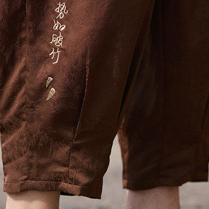 Buddha Stones夏 キャラクター 刺繍 デザイン ドローストリング メンズ 7-8丈 ポケット付きパンツ - image 19