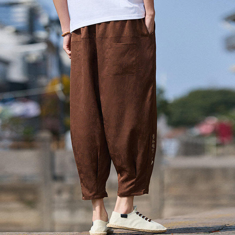 Buddha Stones夏 キャラクター 刺繍 デザイン ドローストリング メンズ 7-8丈 ポケット付きパンツ - image 11