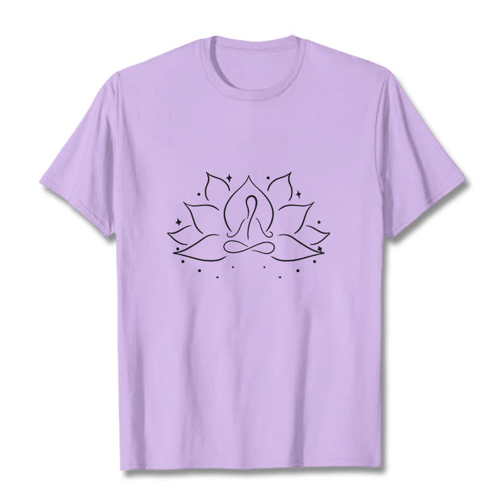 Buddha Stonesと蓮の花の瞑想ヨガのポーズデザインTシャツ - 梅 - 2XL - image 16