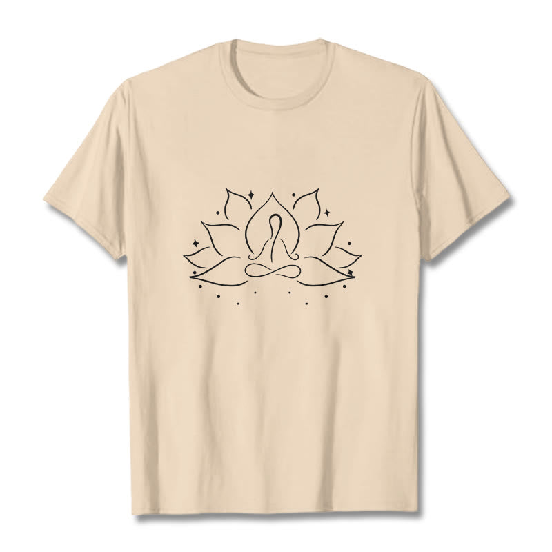 Buddha Stonesと蓮の花の瞑想ヨガのポーズデザインTシャツ - ビスク - 2XL - image 11