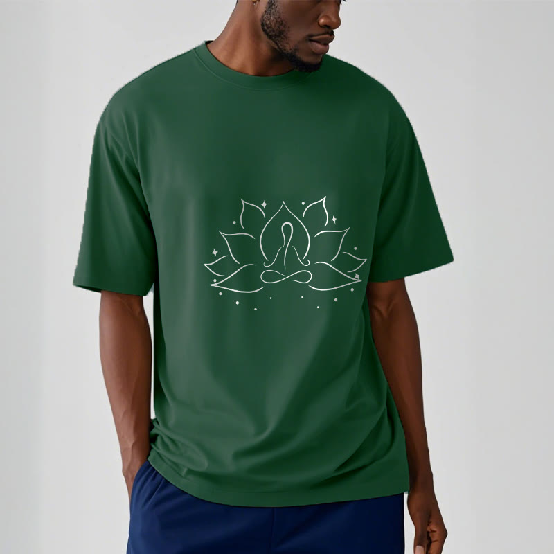 Buddha Stonesと蓮の花の瞑想ヨガのポーズデザインTシャツ - image 1