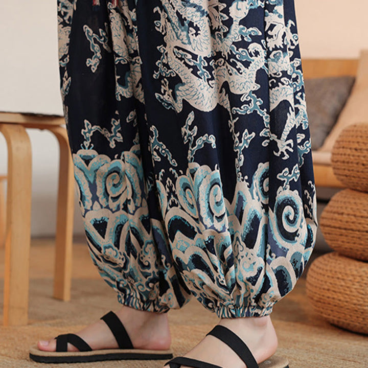 Buddha Stonesドラゴンプリント コットン メンズ ハーレム アンクル丈 パンツ ポケット付き - image 9