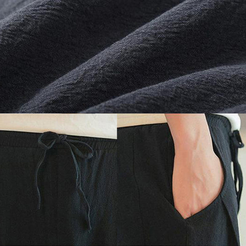 Buddha Stones鶴 刺繍 コットン メンズ クロップド ハーレムパンツ ポケット付き - image 31