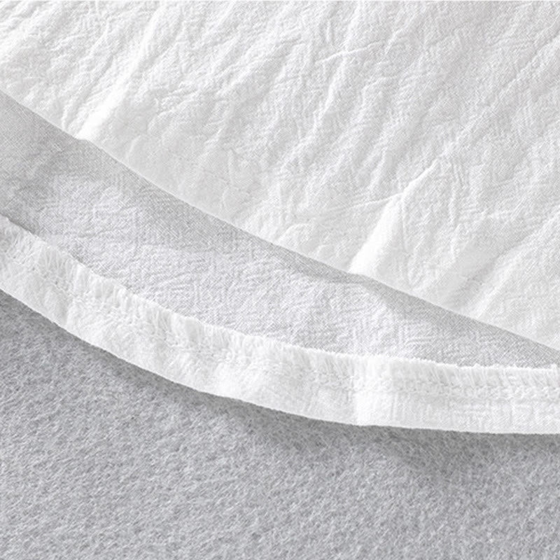 Buddha Stones夏用 無地 メンズ ボタン 半袖 コットンリネン シャツ - image 14