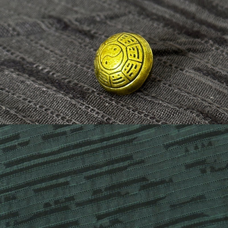 Buddha Stones夏 パッチワーク カラーデザイン メンズ 半袖 コットンリネン シャツ - image 7