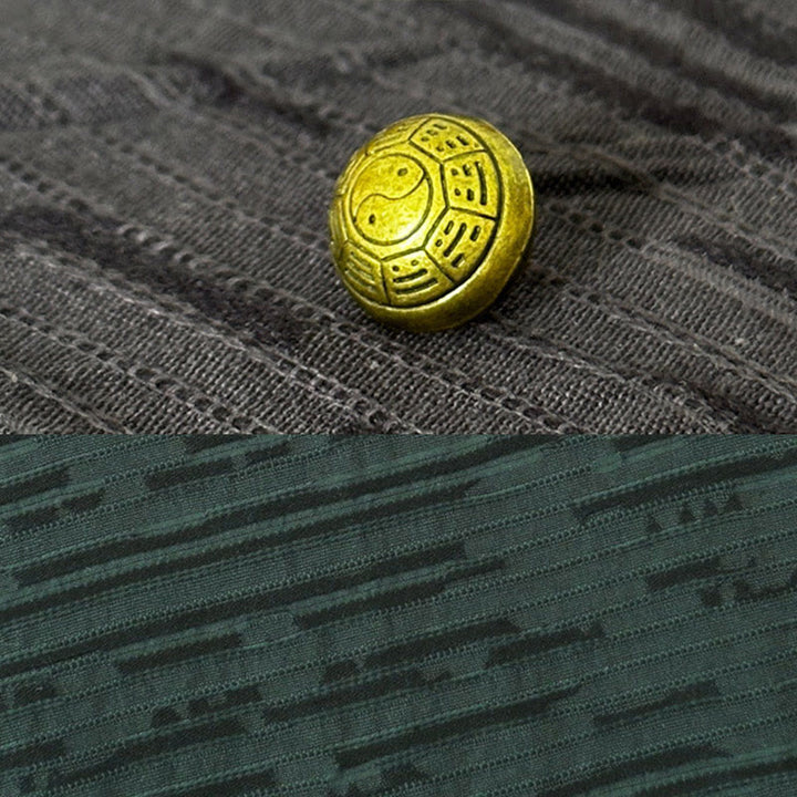 Buddha Stones夏 パッチワーク カラーデザイン メンズ 半袖 コットンリネン シャツ - image 7