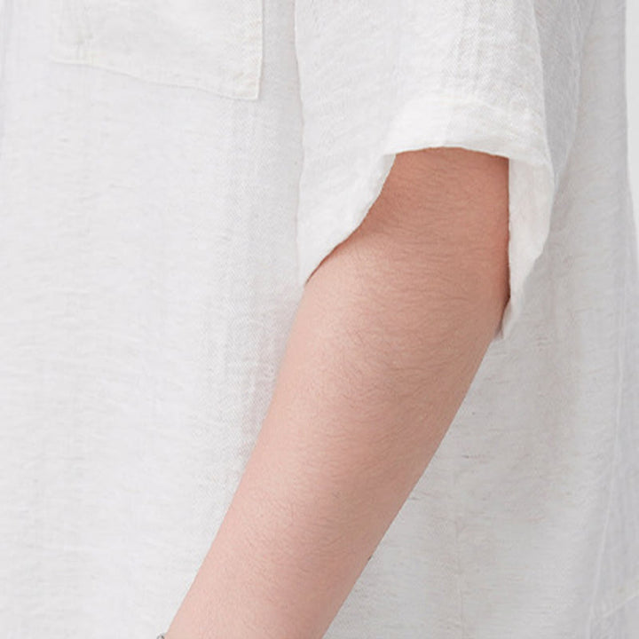 Buddha Stones夏 無地 ハーフボタンデザイン メンズ 半袖シャツ - image 5