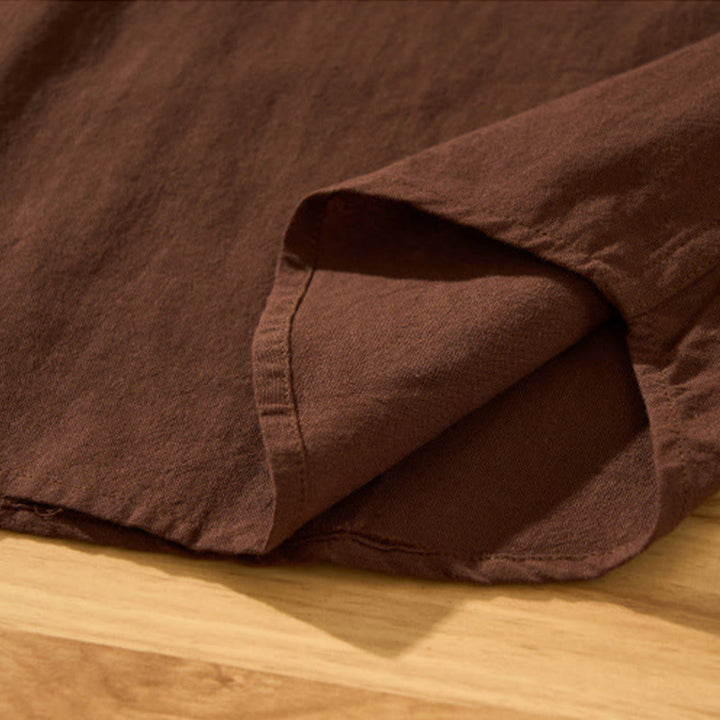 Buddha Stonesサマーソリッド メンズ ハーフボタン 半袖 コットンシャツ - image 26