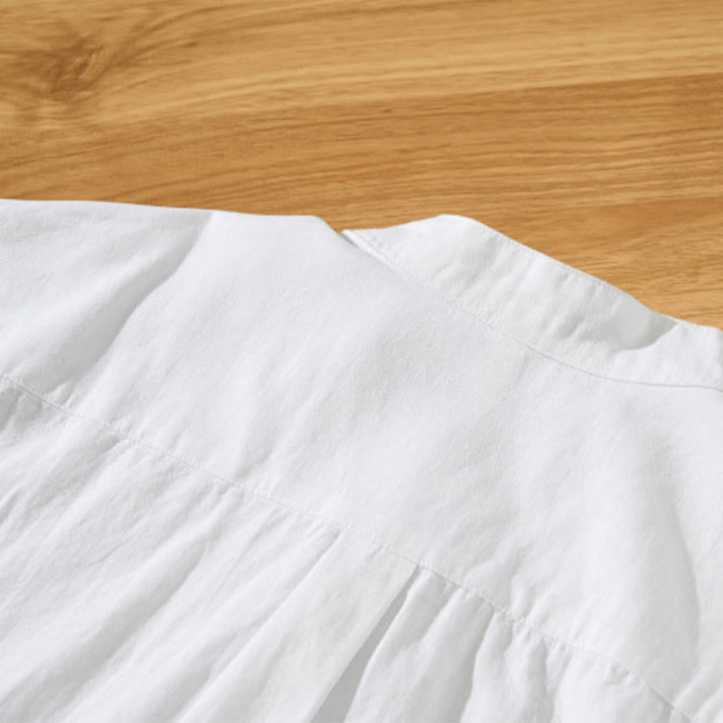 Buddha Stonesサマーソリッド メンズ ハーフボタン 半袖 コットンシャツ - image 18