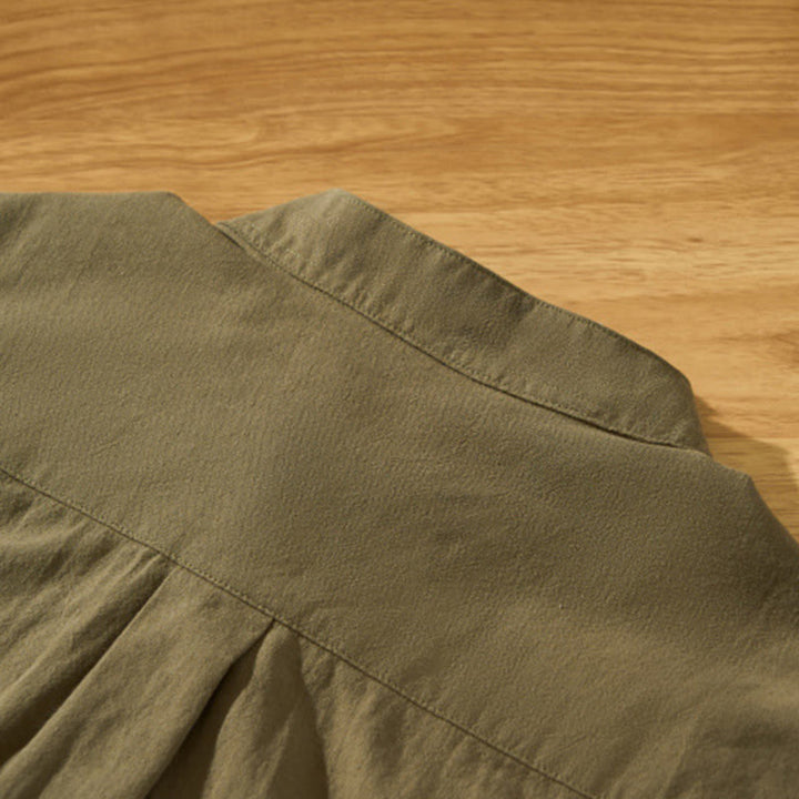 Buddha Stonesサマーソリッド メンズ ハーフボタン 半袖 コットンシャツ - image 29