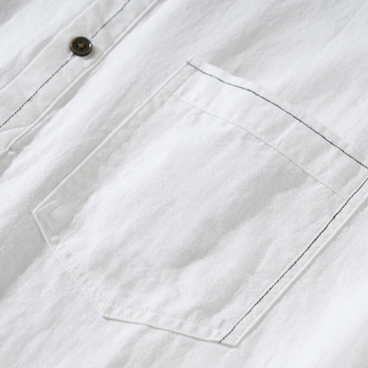 Buddha Stonesサマーソリッド メンズ ハーフボタン 半袖 コットンシャツ - image 20