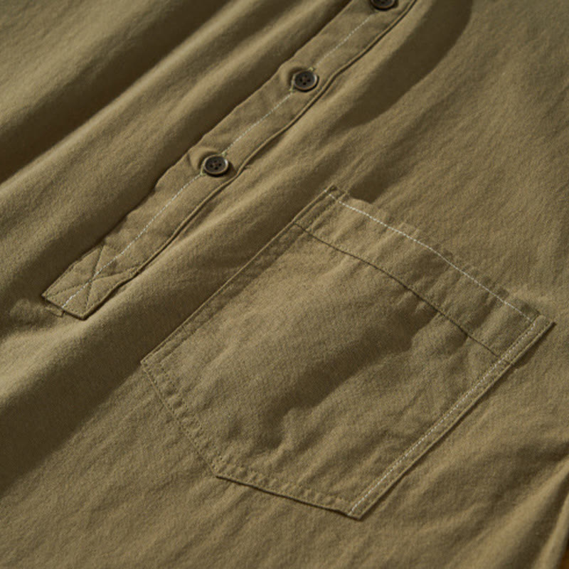 Buddha Stonesサマーソリッド メンズ ハーフボタン 半袖 コットンシャツ - image 31