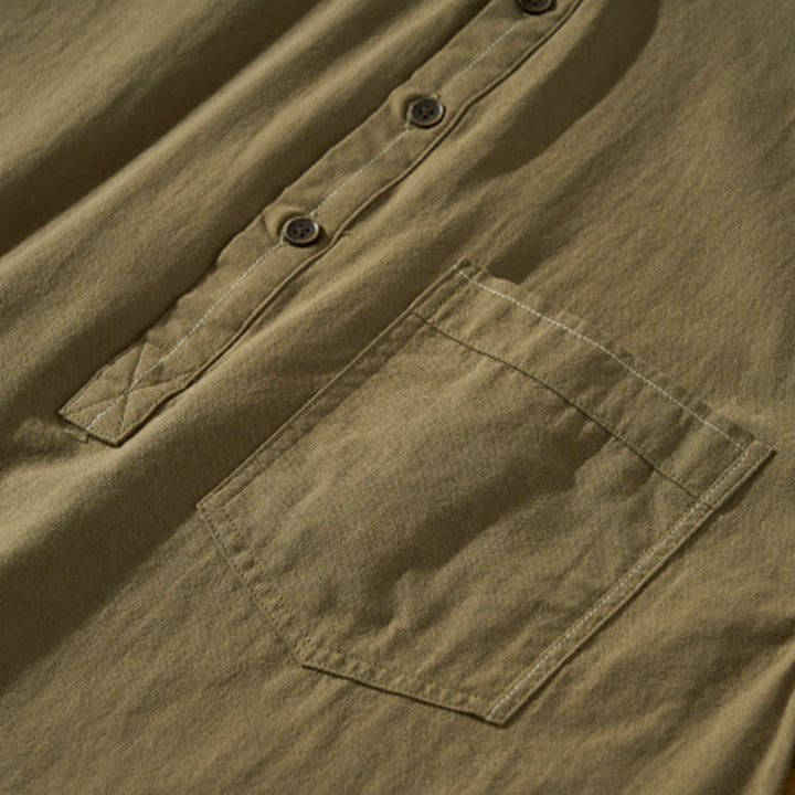 Buddha Stonesサマーソリッド メンズ ハーフボタン 半袖 コットンシャツ - image 31