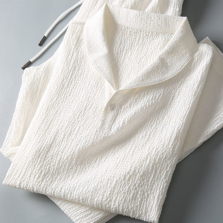 Buddha Stones 2点セット 無地 シワ加工 Vネック 半袖 Tシャツ パンツ 服 メンズ セット - image 10