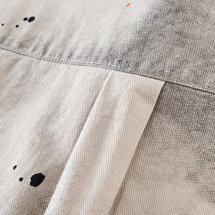 Buddha Stones夏 インク スプラッシュカラー メンズ ボタン 半袖 コットンシャツ - image 3